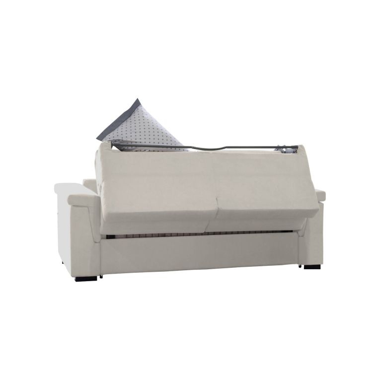 Divano Letto 2 Posti Beige Sfoderabile Contenitore 205x95 cm, di Apertura a Ribalta Made in Italy - Brusasco