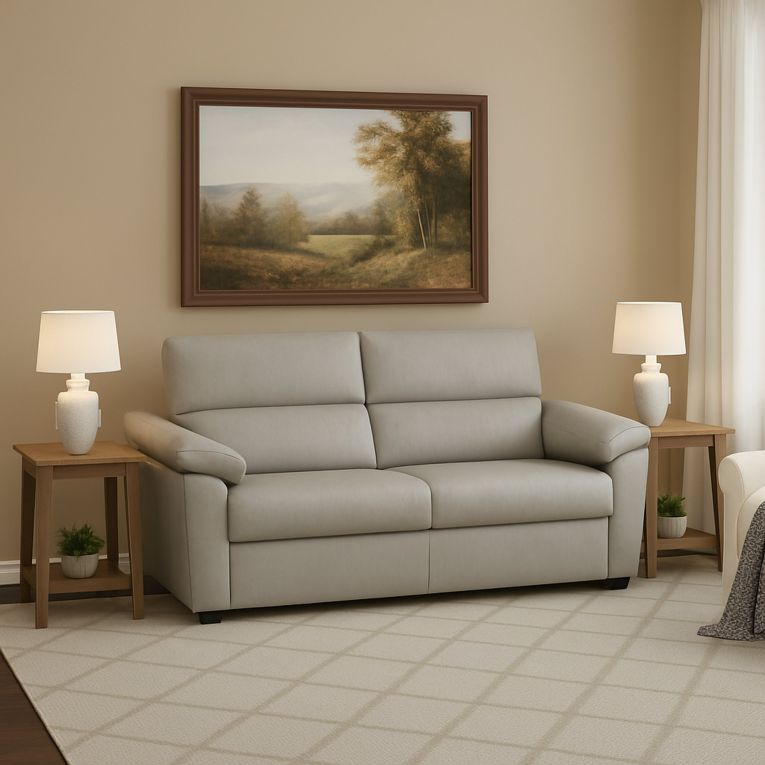 Divano Letto 2 Posti Beige Sfoderabile Contenitore 205x95 cm, di Apertura a Ribalta Made in Italy - Contrada