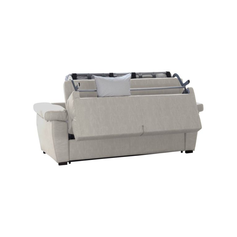 Divano Letto 2 Posti Beige Sfoderabile Contenitore 205x95 cm, di Apertura a Ribalta Made in Italy - Contrada