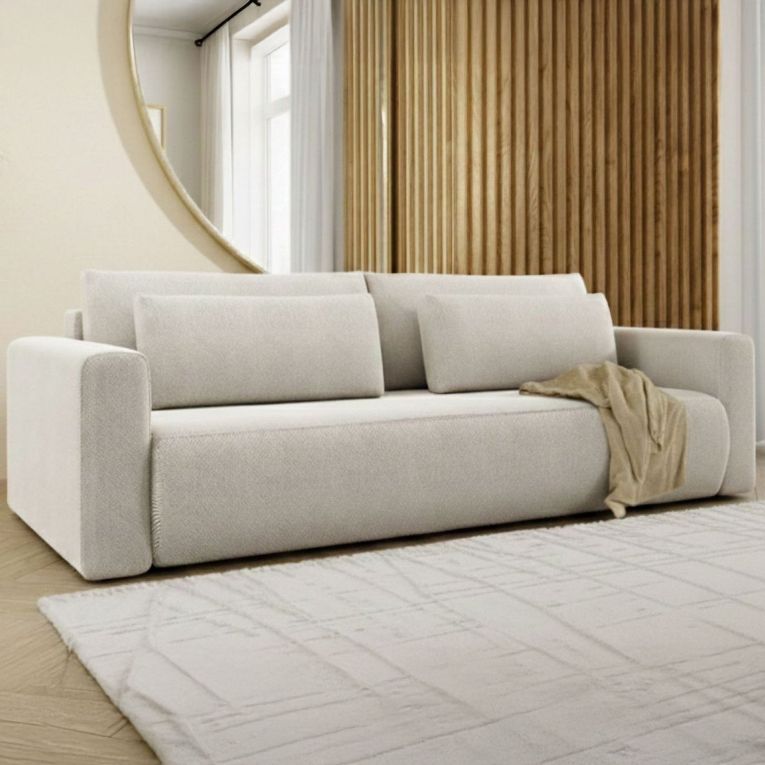 Divano Letto 2 Posti Bianco Contenitore di Apertura a Libro 240x105 cm, Reclinabile - Erbezzo