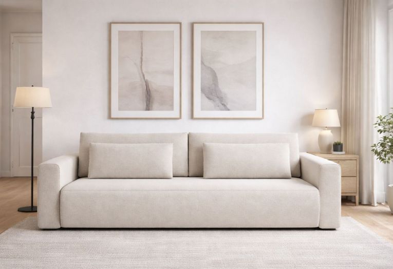 Divano Letto 2 Posti Bianco Contenitore di Apertura a Libro 240x105 cm, Reclinabile - Erbezzo