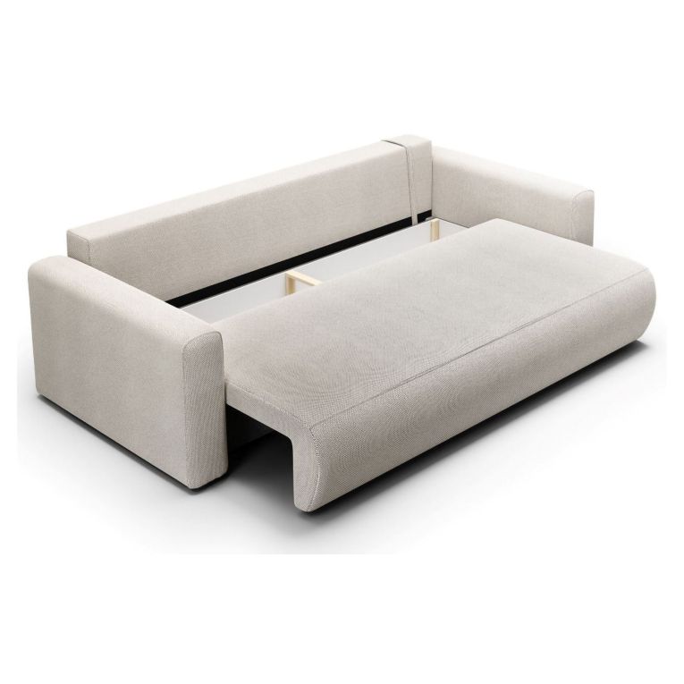 Divano Letto 2 Posti Bianco Contenitore di Apertura a Libro 240x105 cm, Reclinabile - Erbezzo