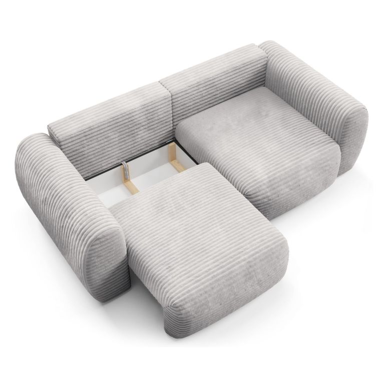 Divano Letto 2 Posti Bianco Contenitore di Apertura a Libro 266x121 cm, Reclinabile - Golgi