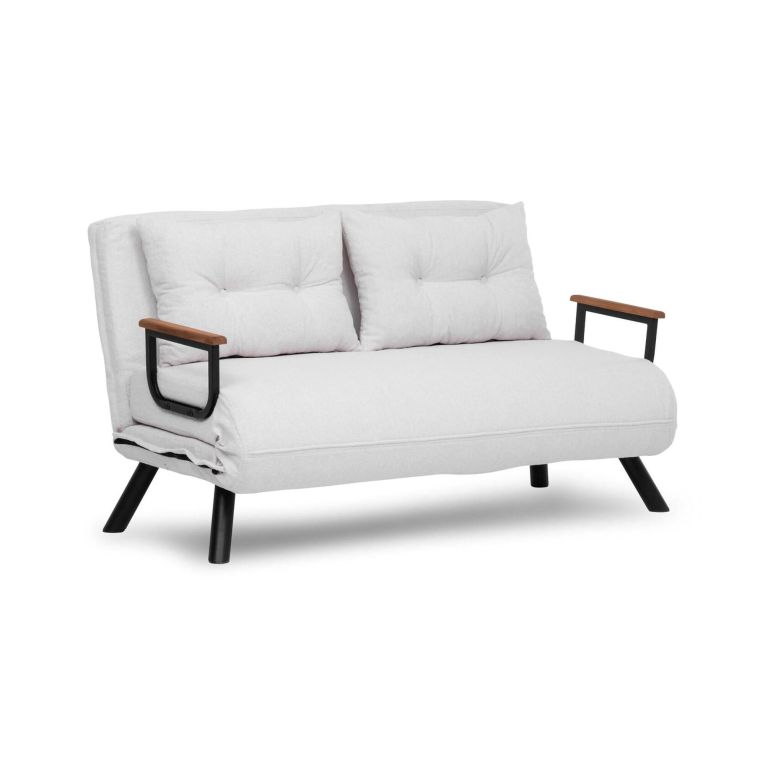 Divano Letto 2 Posti Bianco Contenitore Reclinabile 133x78 cm, Braccioli - Calvin