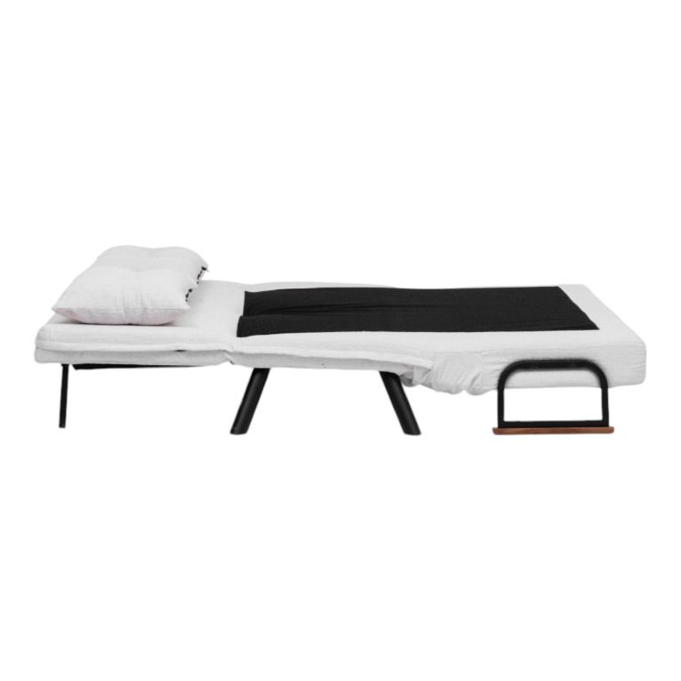 Divano Letto 2 Posti Bianco Contenitore Reclinabile 133x78 cm, Braccioli - Calvin