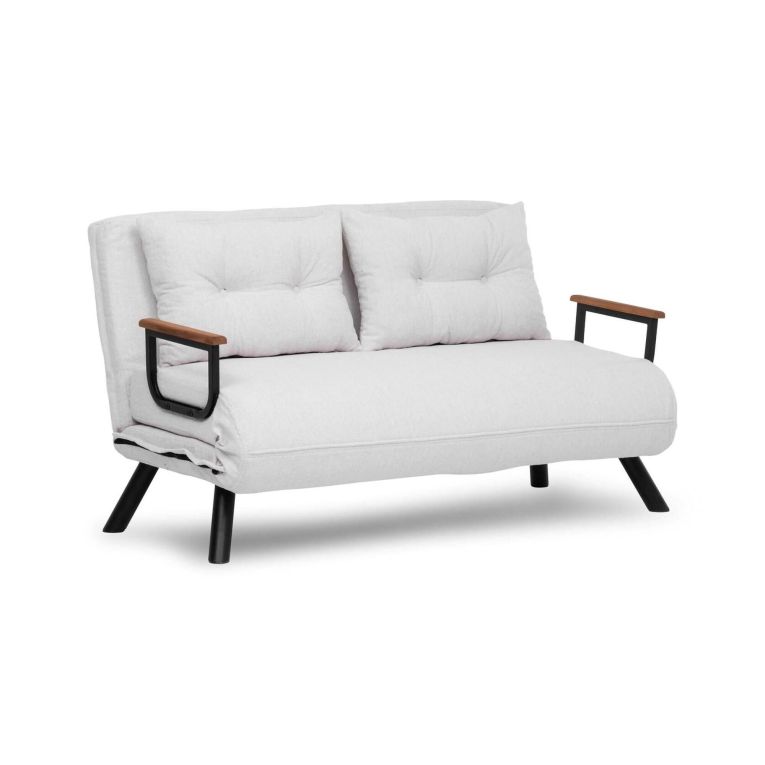 Divano Letto 2 Posti Bianco Contenitore Reclinabile 133x78 cm, Braccioli - Calvin