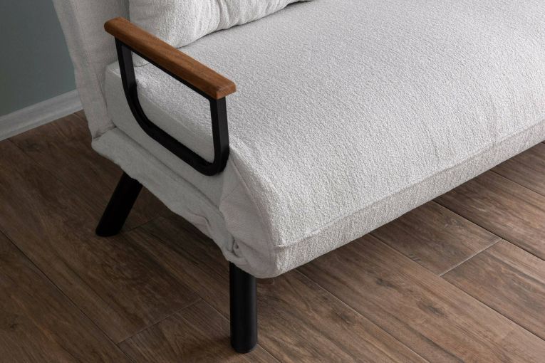 Divano Letto 2 Posti Bianco Contenitore Reclinabile 133x78 cm, Braccioli - Calvin