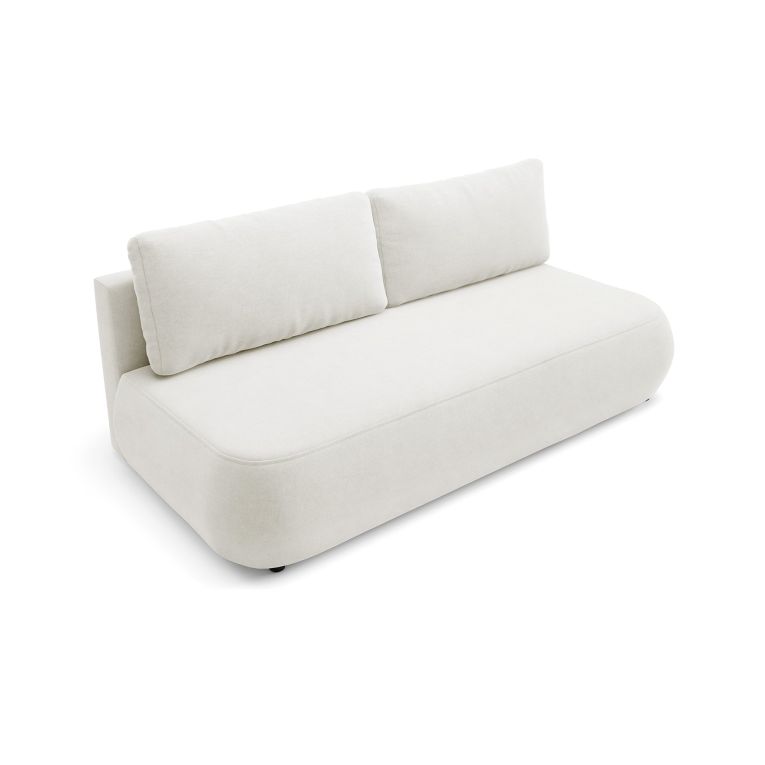 Divano Letto 2 Posti Bianco Crema Contenitore Cuscini Sfoderabili 210x106 cm, Reclinabile - Brugnato