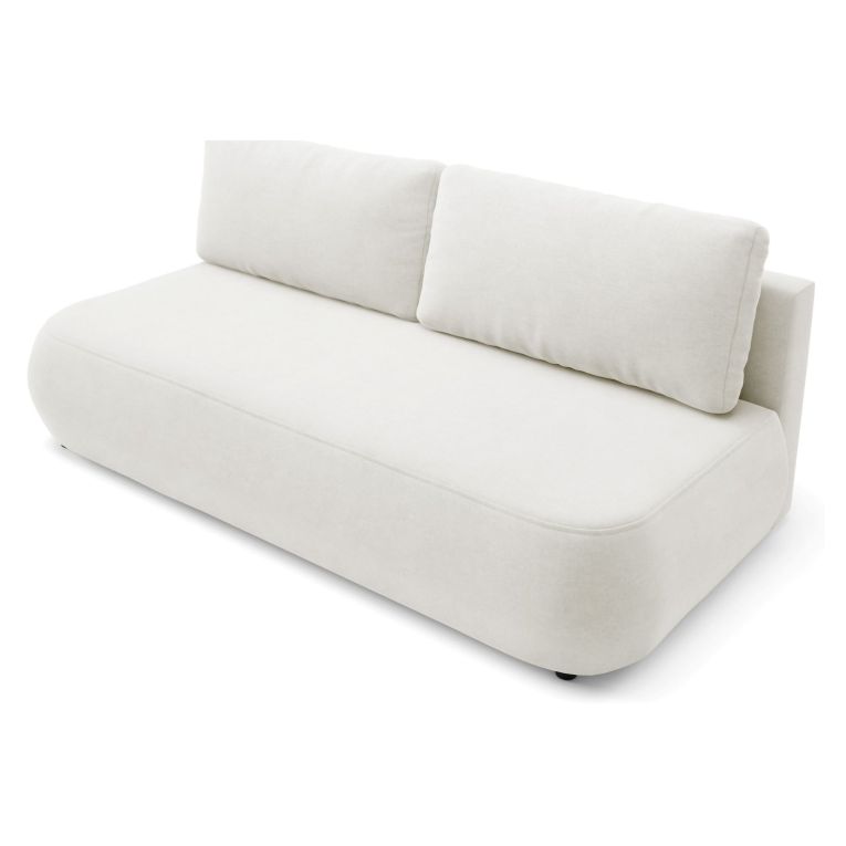 Divano Letto 2 Posti Bianco Crema Contenitore Cuscini Sfoderabili 210x106 cm, Reclinabile - Brugnato