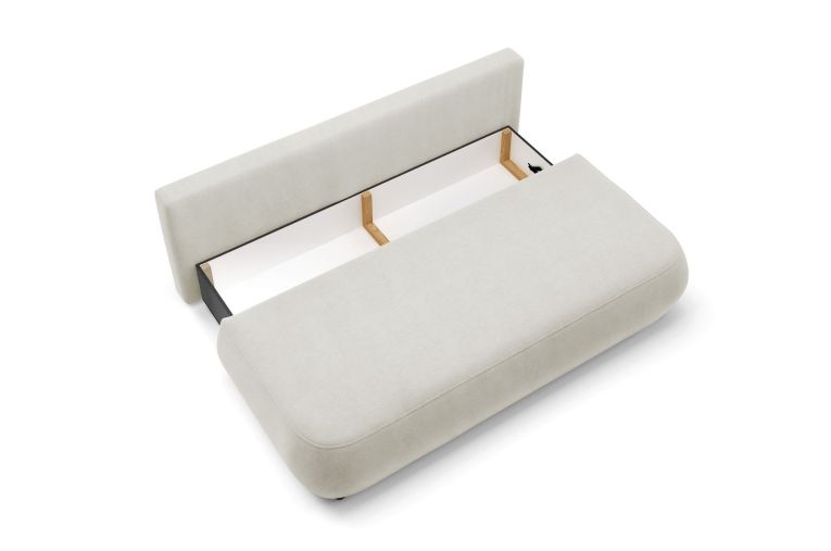 Divano Letto 2 Posti Bianco Crema Contenitore Cuscini Sfoderabili 210x106 cm, Reclinabile - Brugnato