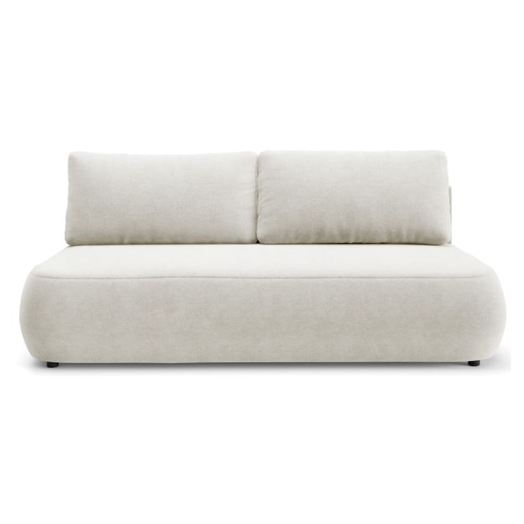 Divano Letto 2 Posti Bianco Crema Contenitore Cuscini Sfoderabili 210x106 cm, Reclinabile - Brugnato