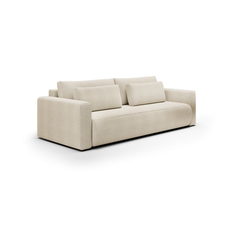Divano Letto 2 Posti Bianco Crema Contenitore di Apertura a Libro 240x105 cm, Reclinabile - Erbezzo
