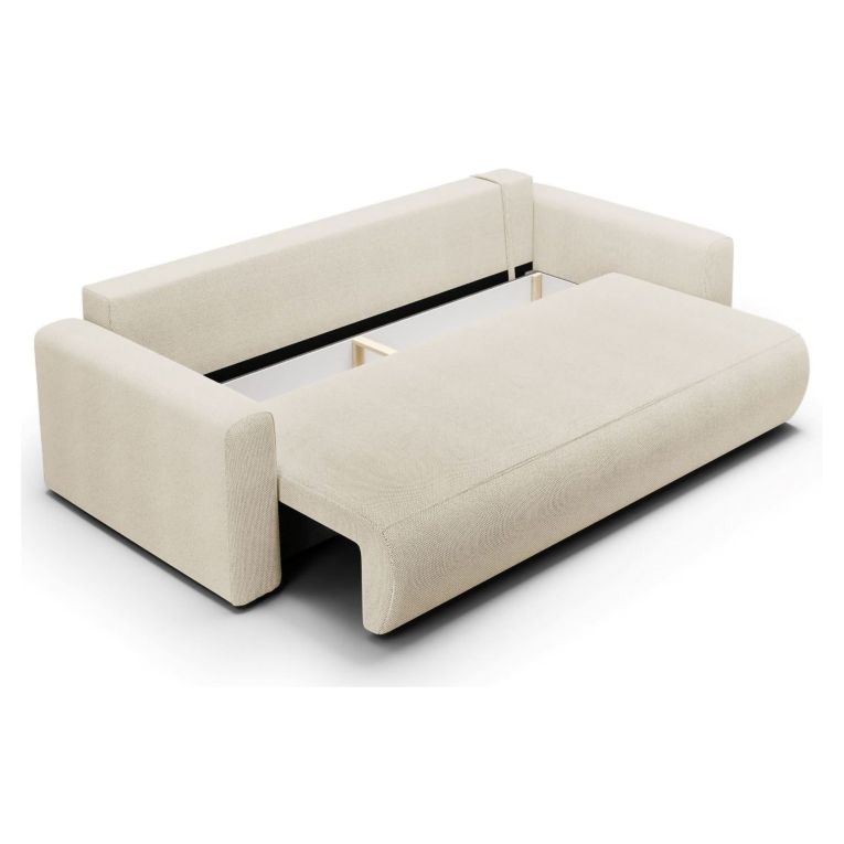Divano Letto 2 Posti Bianco Crema Contenitore di Apertura a Libro 240x105 cm, Reclinabile - Erbezzo