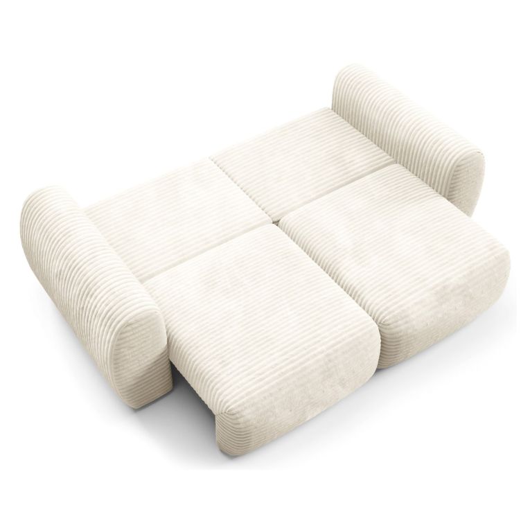 Divano Letto 2 Posti Bianco Crema Contenitore di Apertura a Libro 266x121 cm, Reclinabile - Golgi