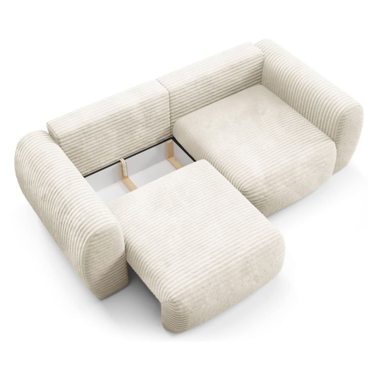 Divano Letto 2 Posti Bianco Crema Contenitore di Apertura a Libro 266x121 cm, Reclinabile - Golgi
