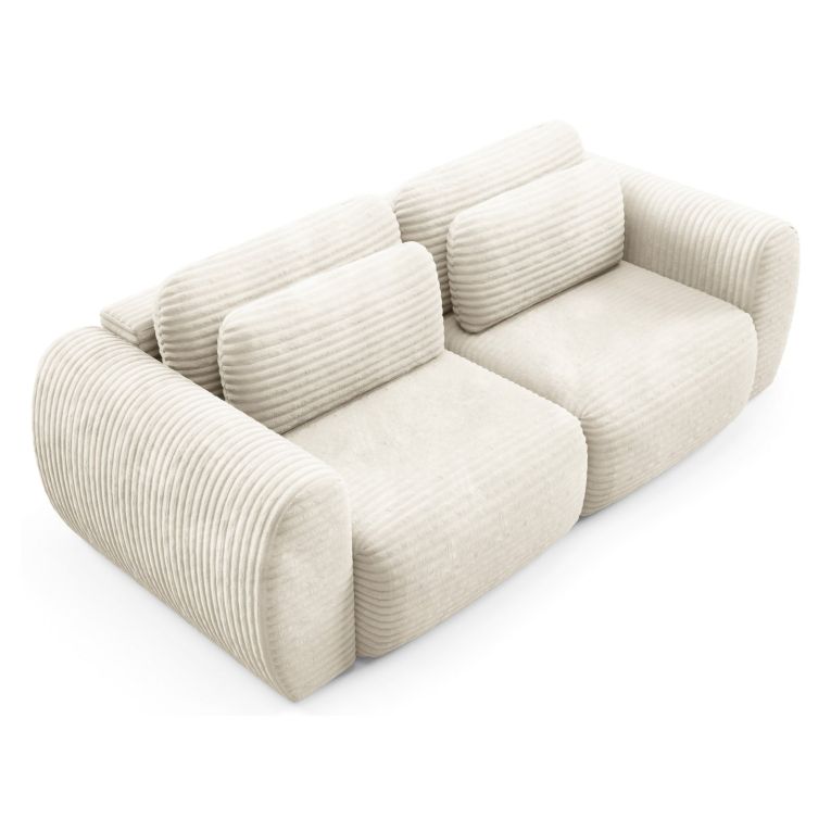 Divano Letto 2 Posti Bianco Crema Contenitore di Apertura a Libro 266x121 cm, Reclinabile - Golgi