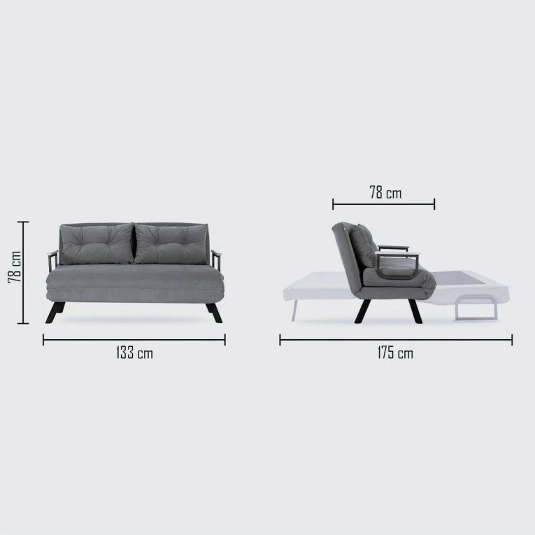 Divano Letto 2 Posti Bianco Crema Contenitore Reclinabile 133x78 cm, Apertura Click-clack - Calvin