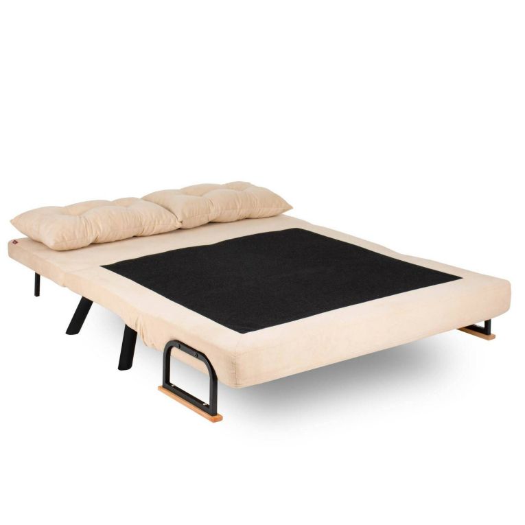 Divano Letto 2 Posti Bianco Crema Contenitore Reclinabile 133x78 cm, Apertura Click-clack - Calvin