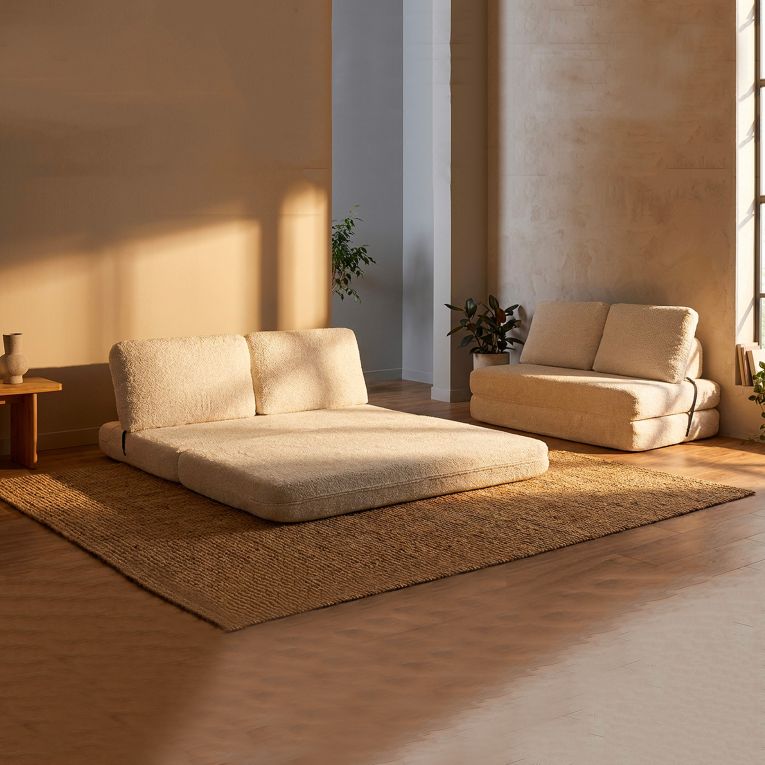 Divano Letto 2 Posti Bianco Reclinabile Apertura a Ribalta 31x31 cm, Posti a Sedere 2 - Albayz