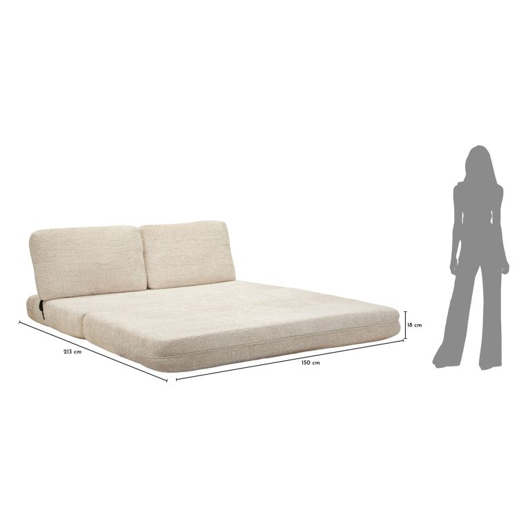Divano Letto 2 Posti Bianco Reclinabile Apertura a Ribalta 31x31 cm, Posti a Sedere 2 - Albayz