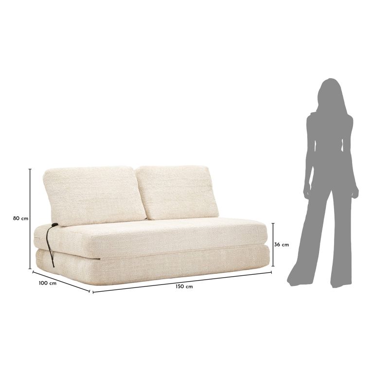Divano Letto 2 Posti Bianco Reclinabile Apertura a Ribalta 31x31 cm, Posti a Sedere 2 - Albayz