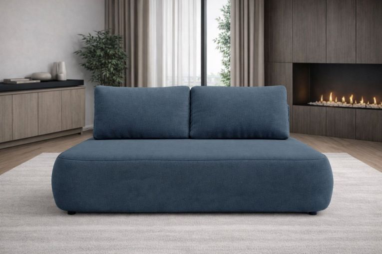 Divano Letto 2 Posti blu Contenitore Cuscini Sfoderabili 210x106 cm, Reclinabile - Brugnato