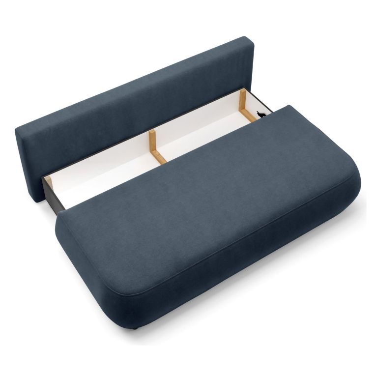 Divano Letto 2 Posti blu Contenitore Cuscini Sfoderabili 210x106 cm, Reclinabile - Brugnato