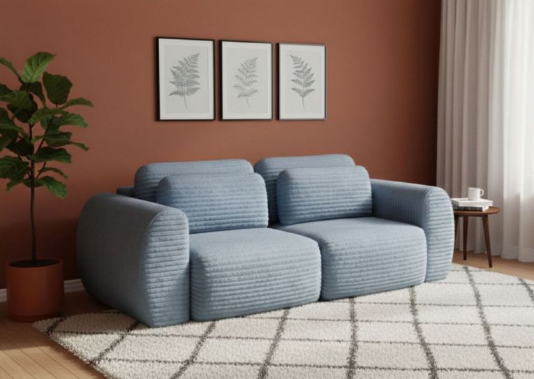 Divano Letto 2 Posti blu Contenitore di Apertura a Libro 266x121 cm, Reclinabile - Golgi