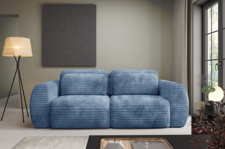 Divano Letto 2 Posti blu Contenitore di Apertura a Libro 266x121 cm, Reclinabile - Golgi