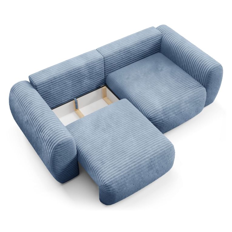 Divano Letto 2 Posti blu Contenitore di Apertura a Libro 266x121 cm, Reclinabile - Golgi