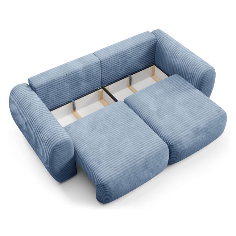 Divano Letto 2 Posti blu Contenitore di Apertura a Libro 266x121 cm, Reclinabile - Golgi