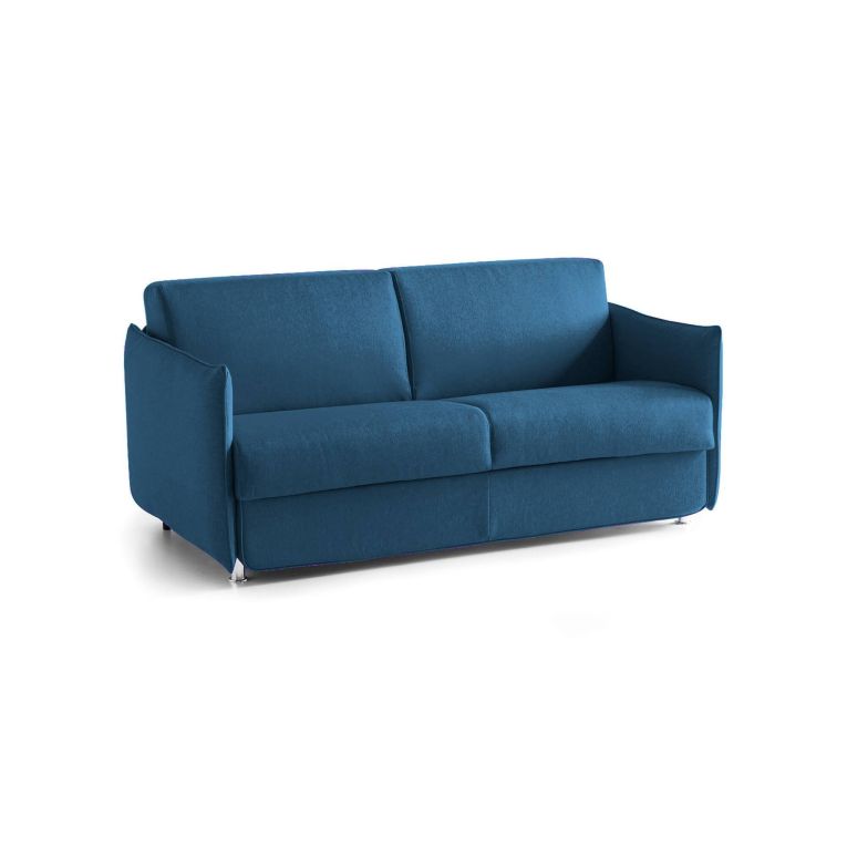 Divano Letto 2 Posti blu Sfoderabile Contenitore 160x95 cm, di Apertura a Ribalta Made in Italy - Verceia