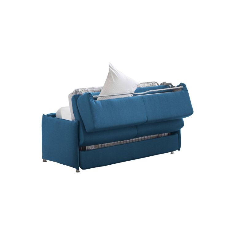 Divano Letto 2 Posti blu Sfoderabile Contenitore 180x95 cm, di Apertura a Ribalta Made in Italy - Trissino