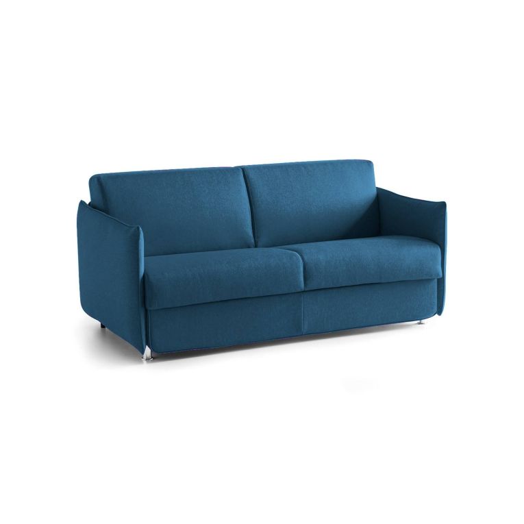 Divano Letto 2 Posti blu Sfoderabile Contenitore 180x95 cm, di Apertura a Ribalta Made in Italy - Trovo