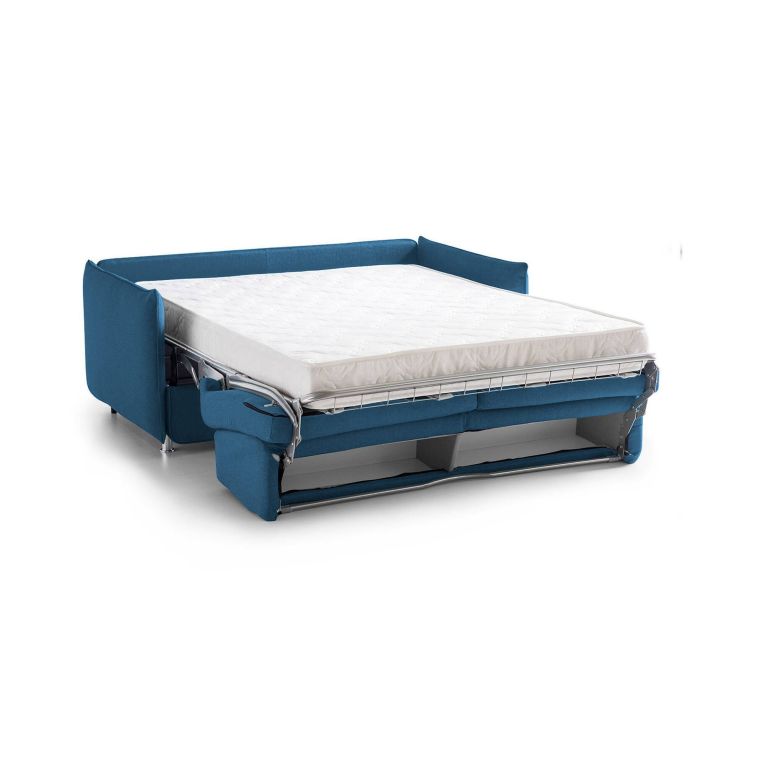 Divano Letto 2 Posti blu Sfoderabile Contenitore 180x95 cm, di Apertura a Ribalta Made in Italy - Trovo