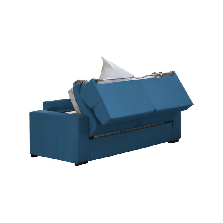 Divano Letto 2 Posti blu Sfoderabile Contenitore 200x95 cm, di Apertura a Ribalta Made in Italy - Ecate