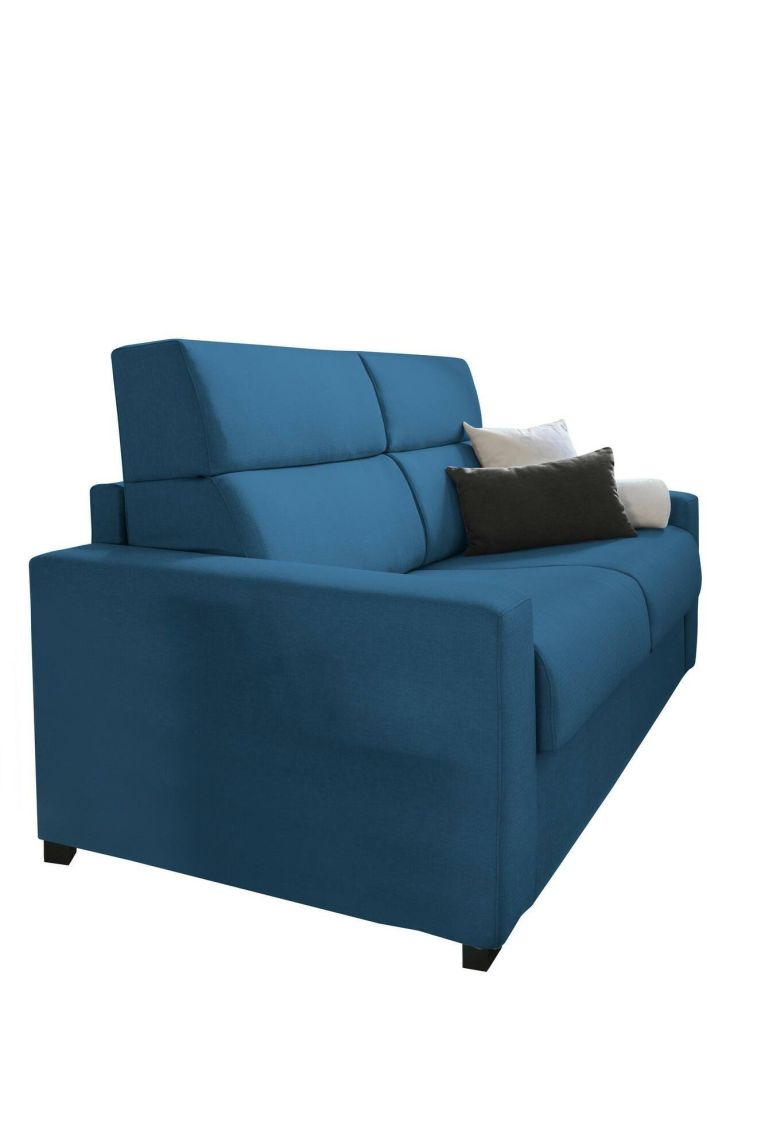 Divano Letto 2 Posti blu Sfoderabile Contenitore 200x95 cm, di Apertura a Ribalta Made in Italy - Sonico