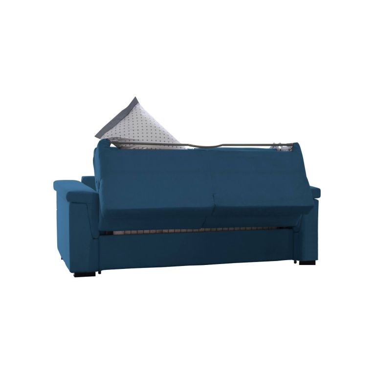 Divano Letto 2 Posti blu Sfoderabile Contenitore 205x95 cm, di Apertura a Ribalta Made in Italy - Brusasco