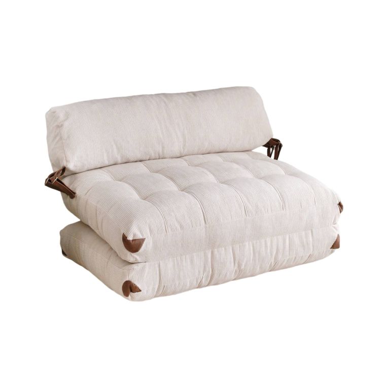 Divano letto 2 posti Dysnomia, Sofà trasformabile, Divanetto per ospiti, Poltrona letto contenitore, 120x75 h79 cm, Bianco