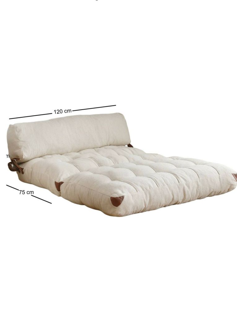 Divano letto 2 posti Dysnomia, Sofà trasformabile, Divanetto per ospiti, Poltrona letto contenitore, 120x75 h79 cm, Crema