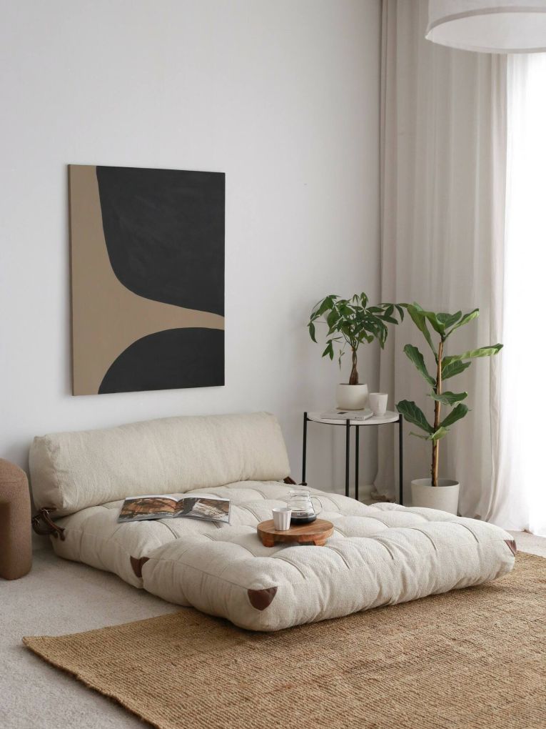 Divano letto 2 posti Dysnomia, Sofà trasformabile, Divanetto per ospiti, Poltrona letto contenitore, 120x75 h79 cm, Crema