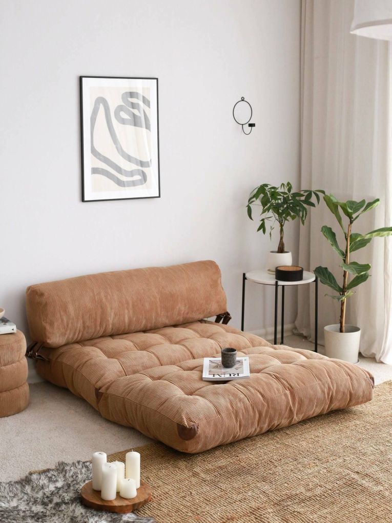 Divano letto 2 posti Dysnomia, Sofà trasformabile, Divanetto per ospiti, Poltrona letto contenitore, 120x75 h79 cm, Marrone