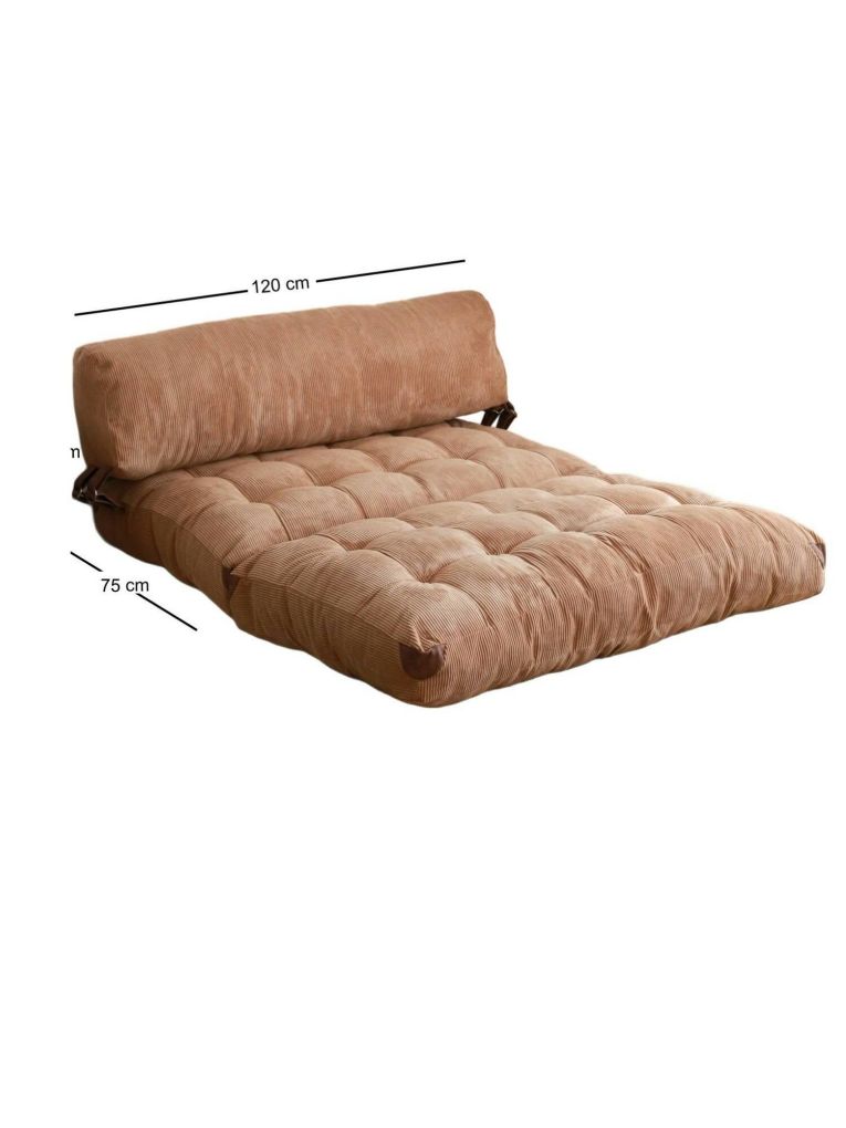 Divano letto 2 posti Dysnomia, Sofà trasformabile, Divanetto per ospiti, Poltrona letto contenitore, 120x75 h79 cm, Marrone
