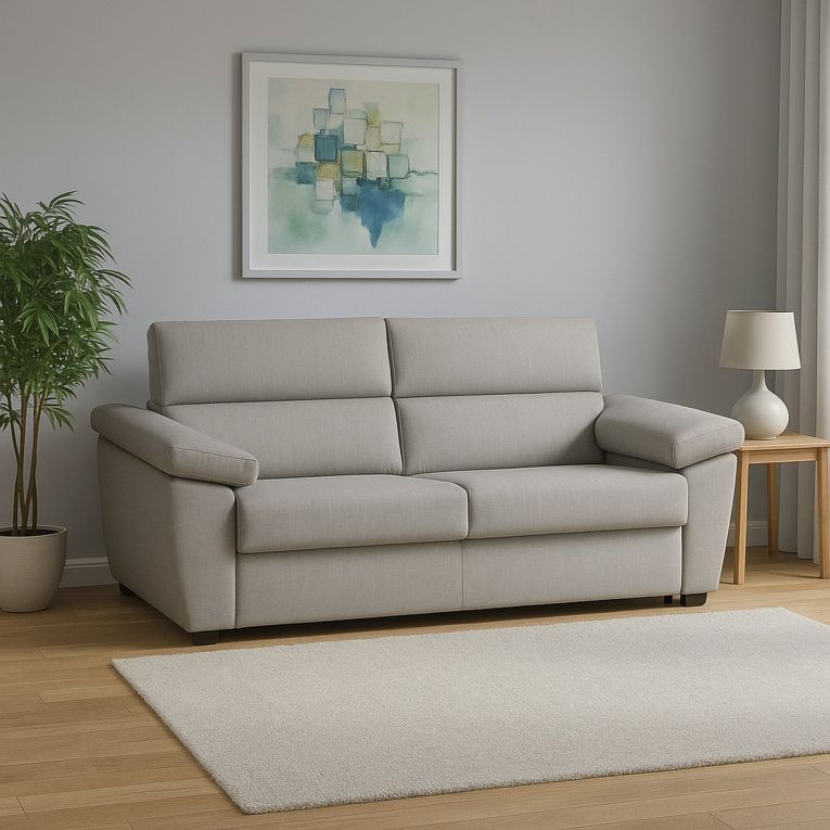 Divano letto 2 posti Fisciano, 205x95 h100 cm, Grigio chiaro