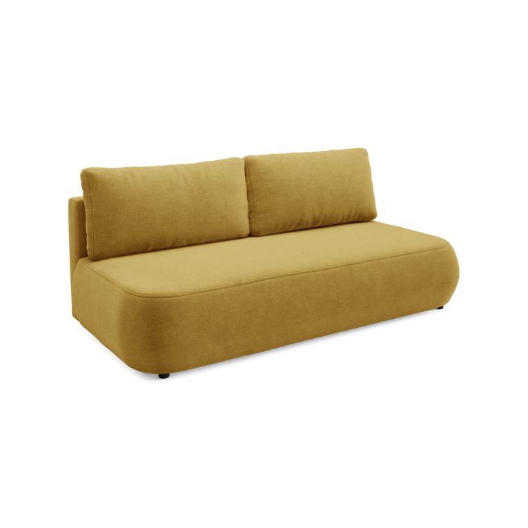 Divano Letto 2 Posti Giallo Contenitore Cuscini Sfoderabili 210x106 cm, Reclinabile - Brugnato
