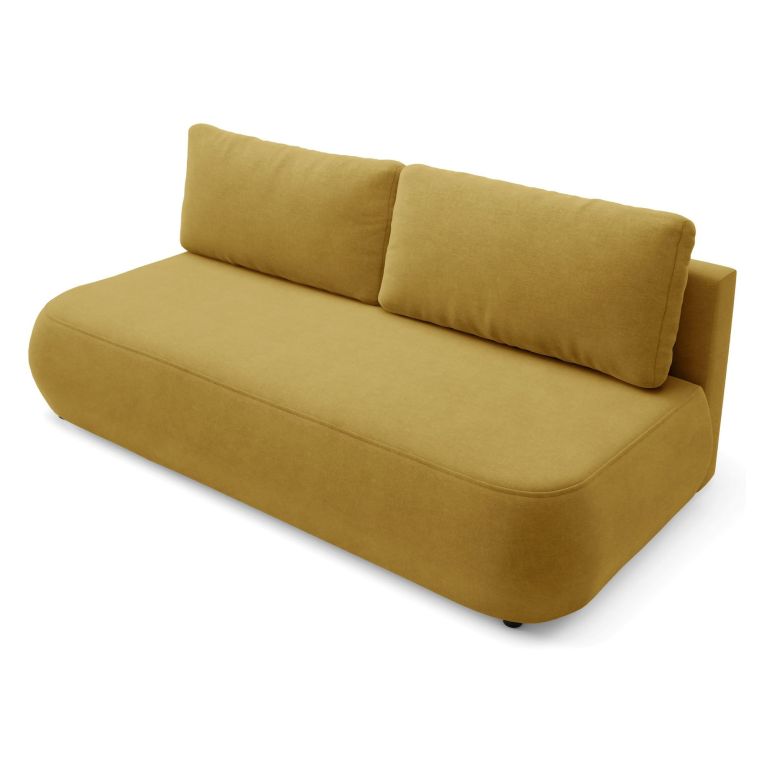 Divano Letto 2 Posti Giallo Contenitore Cuscini Sfoderabili 210x106 cm, Reclinabile - Brugnato