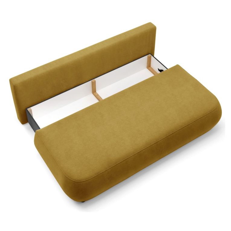 Divano Letto 2 Posti Giallo Contenitore Cuscini Sfoderabili 210x106 cm, Reclinabile - Brugnato