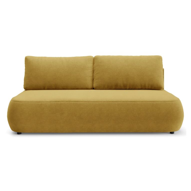Divano Letto 2 Posti Giallo Contenitore Cuscini Sfoderabili 210x106 cm, Reclinabile - Brugnato