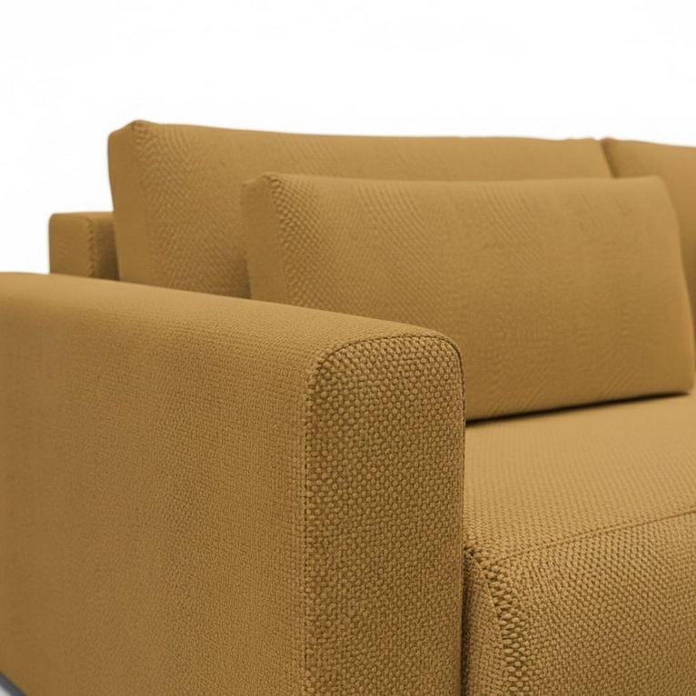 Divano Letto 2 Posti Giallo Contenitore di Apertura a Libro 240x105 cm, Reclinabile - Erbezzo