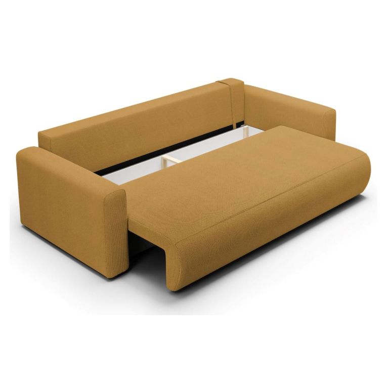 Divano Letto 2 Posti Giallo Contenitore di Apertura a Libro 240x105 cm, Reclinabile - Erbezzo